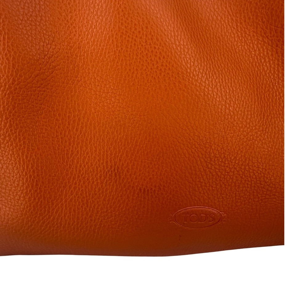Tod's Medium Leather Tote Bag Orange Burgundy - Picture 11 of 16